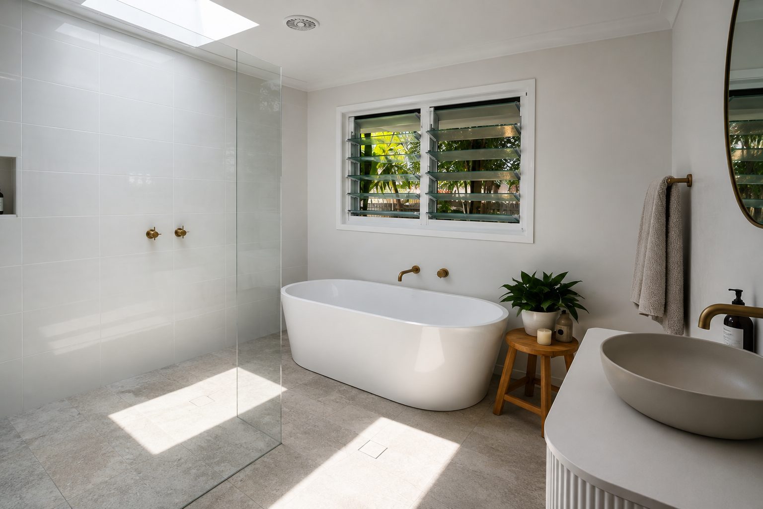 Renovated bathroom by DAMAK Builders